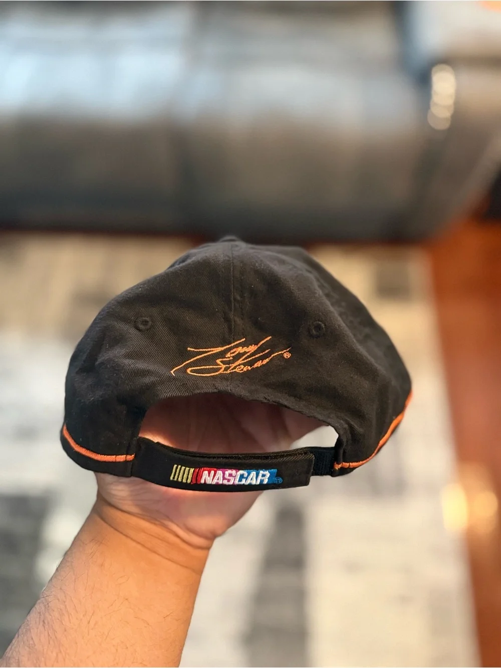 Nascar Stewart Black and Orange Embroidered Cap